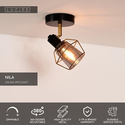 Lucide NILA - Ceiling spotlight - 1xE14 - Black